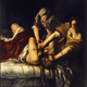 Judith Slaying Holofernes (Artemisia Gentileschi 1614-20) This is the second version. In the first version, Judith’s dress is blue and there’s slightly different placement of the subjects.